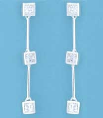 SPC 3 STONE SQ.CZ HINGED BAR DROPS     =
