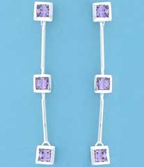 SPC 3 STONE SQ.PURPLE CZ HINGED BARDROP=