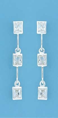 SPC 3 STONE RECT.CZ HINGED DROPS       =