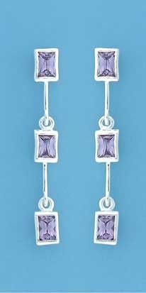 SPC 3 STONE RECT.PURPLE HINGED DROPS   =