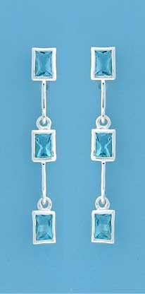 SPC 3 STONE RECT.BLUE HINGED DROPS     =