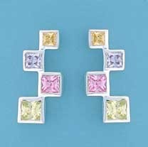 SPC MULTI-COL.4 SQUARE CZ STONE STUDS  =