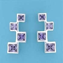 SPC PURPLE 4 SQUARE CZ STONE STUDS     =