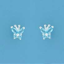 SPC 8mm BLUE CZ BUTTERFLY STUDS       =]