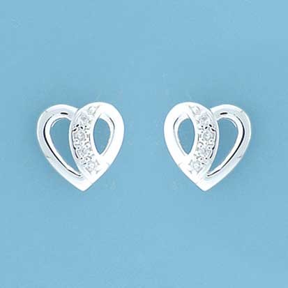 SPC 11mm CZ SET OPEN HEART STUDS       =