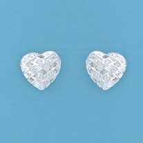 SPC CZ SET PLAIT PATTERN HEART STUDS   =