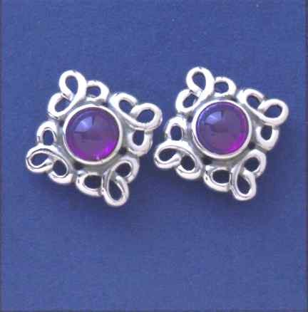 SPC 6mm AMETHYST SQUARE CELTIC STUD