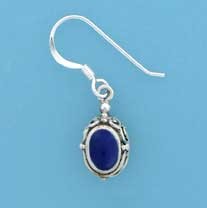 SPC OVAL LAPIS FANCY DROP EARRINGS     =