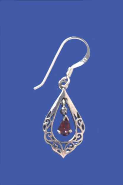 SPC TEARDROP GARNET DROP EARRING       =