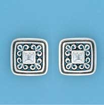 SPC SQ.CZ FILLIGREE SQ.STUDS           =