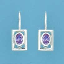 SPC OPEN SQUARE OVAL PURPLE CZ DROPS   =