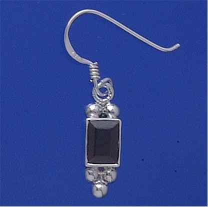 SPC 7x5 RECT.GARNET FANCY DROP EARRING