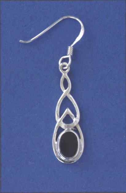 SPC OVAL ONYX CELTIC DROP EARRING      =