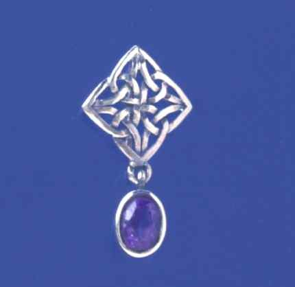 SPC CELTIC STUD WITH 8x6 AMETHYST DROP
