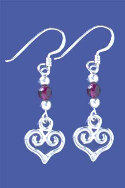 SPC GARNET HEART DROP EARRINGS         =