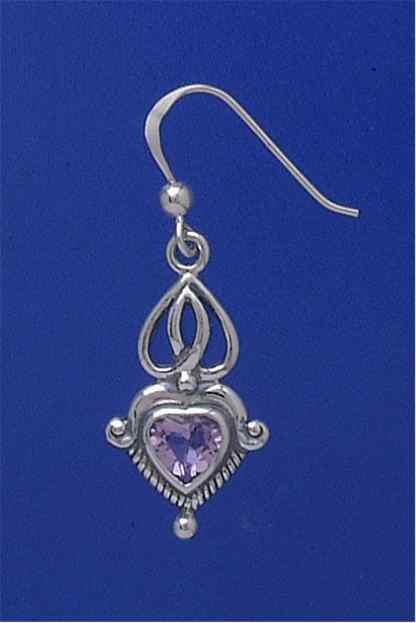 SPC CELTIC DESIGN AMETHYST HEART DROPS