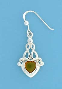 SPC 6mm AMBER HEART VIC.DROP EARRINGS
