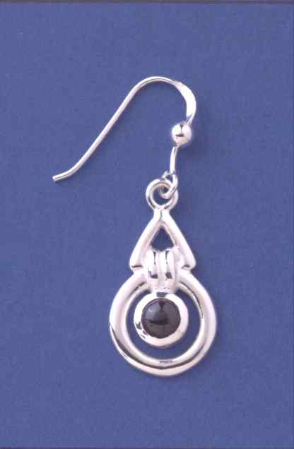 SPC CIRCLE+TRIANGLE GARNET DROP EARRINGS