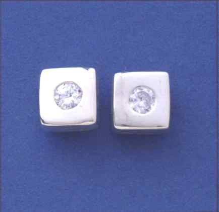 SPC 5mm CZ SET IN 9mm SQ. POLISHED STUD