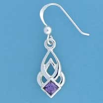 SPC SQ.PURPLE CZ CELTIC DROP EARRINGS  =