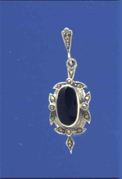 SPC ONYX/MARCASITE DROP EARRINGS       =