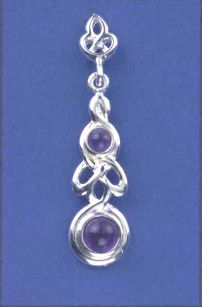 SPC 2 ROUND AMETHYST STONE CELTIC DROPS=