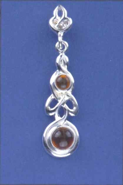 SPC 2 ROUND AMBER STONE CELTIC DROPS