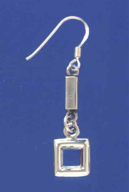 SPC BAR AND CUTOUT SQUARE DROP EARRING