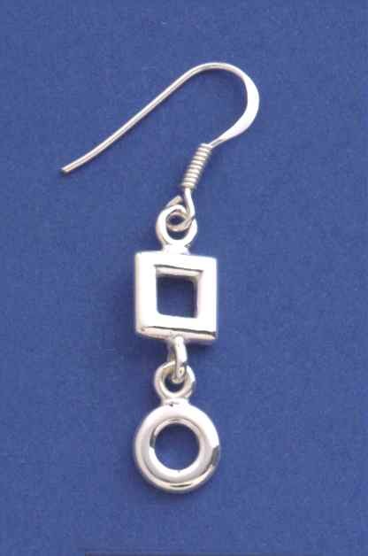 SPC 8mm SQ + 8mm CIRCLE DROP EARRING