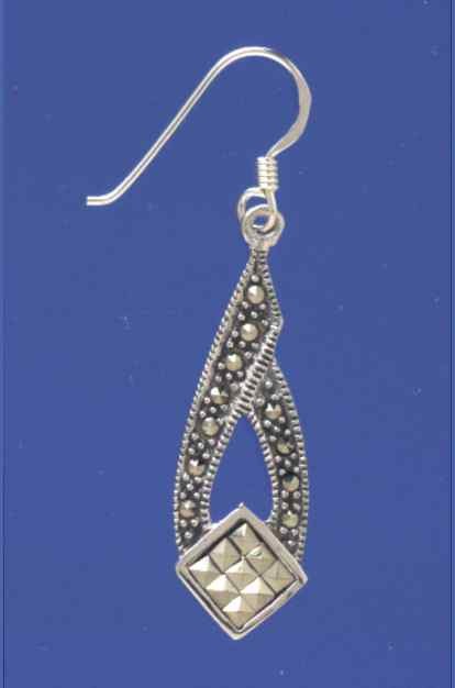 SPC SQUARE MARCASITES DROP EARRING     -