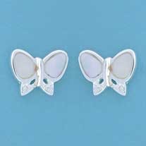 SPC INLAID PINK M.O.PCZ BUTTERFLY STUDS=