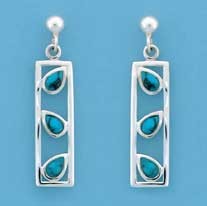 SPC 3 TEARDROP TURQ.RECT.DROP EARRINGS =