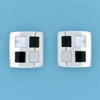SPC 12x12mm INLAID M.O.P/ONYX SQ.STUDS