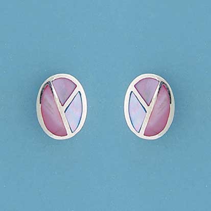 SPC 11x8mm OVAL BLUE/PINK M.O.P STUDS  =