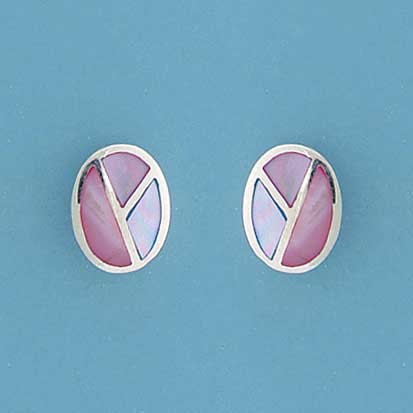 SPC 11x8mm OVAL BLUE/PINK M.O.P STUDS  =