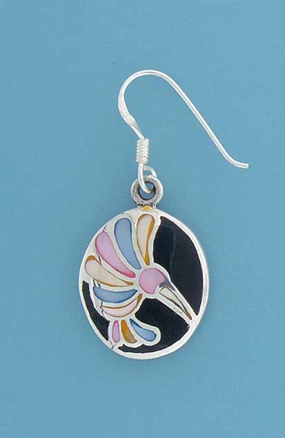 SPC OVAL INLAID M.O.P BIRD EARRINGS    =