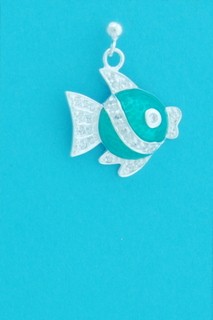 SPC BLUE ENAMEL/CZ FISH DROP EARRINGS  =