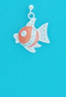 SPC PINK ENAMEL/CZ FISH DROP EARRINGS  =