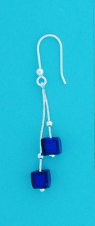 SPC 2 DARK BLUE MURANO CUBE CHAIN DROPS=