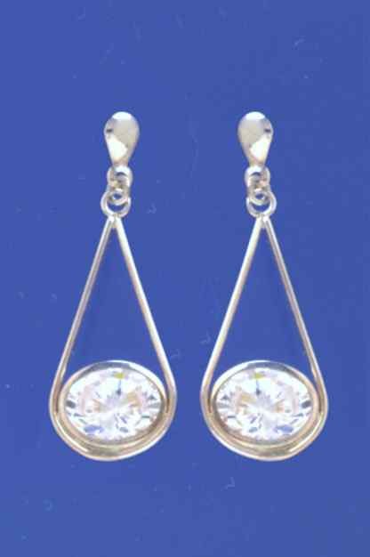 SPC OVAL CZ TEARDROP DROP EARRINGS
