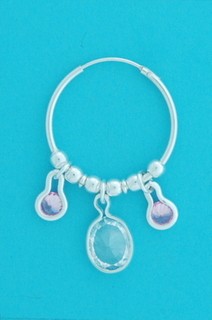 SPC 20mm BEADED HOOP/1 WHITE+2 PINK CZS