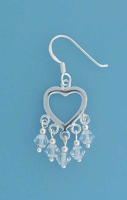 SPC HEART/WHITE CRYSTAL DROP EARRINGS  =