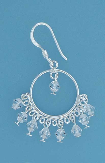SPC HOOP/WHITE CRYSTAL DROP EARRINGS   =