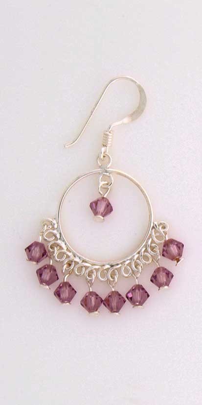 SPC HOOP/PURPLE CRYSTAL DROP EARRINGS
