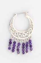 SPC CUTOUT SCROLL CREOLES-AMETHYST BEADS