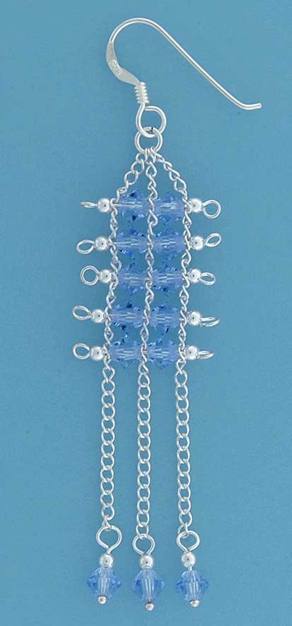 SPC BLUE CRYSTAL/CHAIN DROP EARRINGS