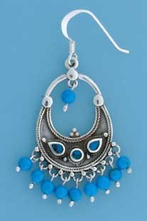 SPC BALI DROP EARRINGS WITH TURQ BEADS =