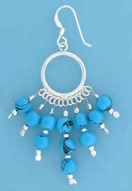 SPC CIRCLE DROP EARRINGS/TURQ BEADS    =