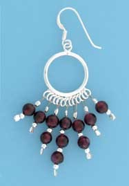 SPC CIRCLE DROP EARRINGS/GARNET BEADS