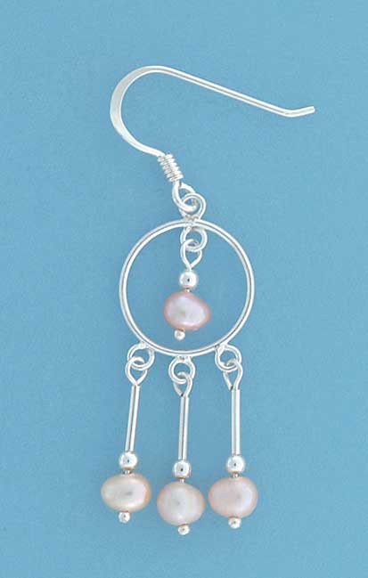 SPC 12mm CIRCLE/PINK PEARL DROP EARRINGS